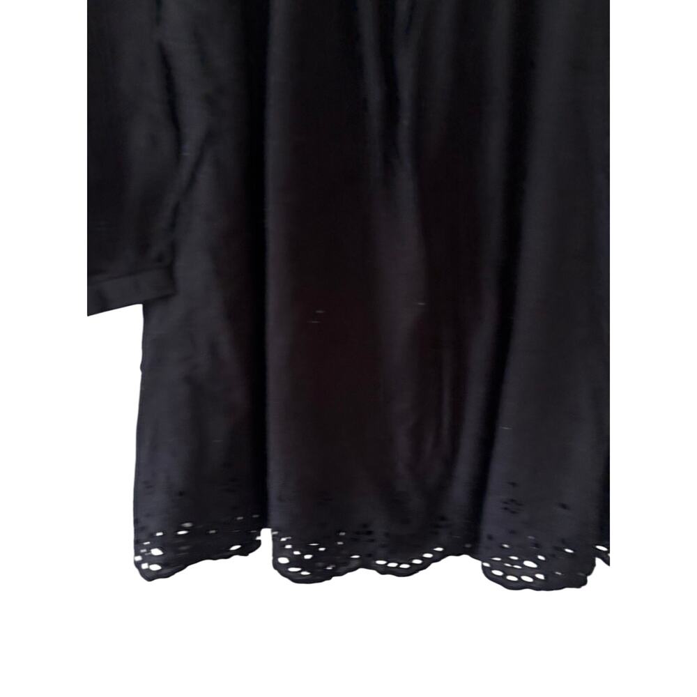 Urban Outfitters Black Eyelet Babydoll Mini Dress Long Sleeve Women’s XS Boho - Picture 7 of 9